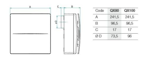 Aerauliqa QX-100 Silent ventilátor, magas nyomásértékkel, beépített pillangószeleppel, zajcsökkentett kivitelben