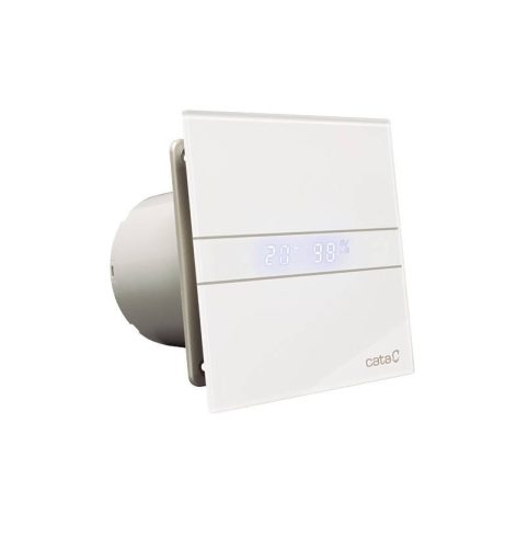 Cata E-100MTH ventilátor metakrilát előlappal, utószellőztető és páraérzékelő funkcióval, fehér
