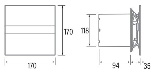 Cata E-120G ventilátor üveg előlappal, fehér
