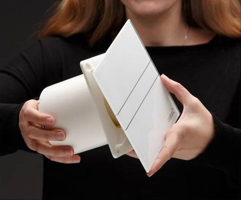 Cata E-120GTH ventilátor üveg előlappal, utószellőztető és páraérzékelő funkcióval, fehér