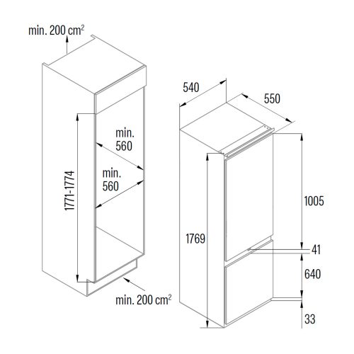 CATA - Beépíthető hűtőszekrény CI-54177 NF/D No Frost + Ajándék hűtőtáska