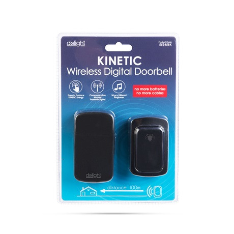 Delight DIGITÁLIS ELEM- ÉS VEZETÉK NÉLKÜLI CSENGŐ - KINETIC - FEKETE 55345BK