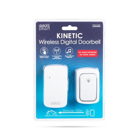 Delight DIGITÁLIS ELEM- ÉS VEZETÉK NÉLKÜLI CSENGŐ - KINETIC - FEHÉR 55345WH